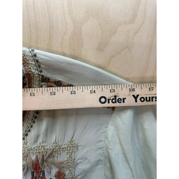 Johnny Was $275 KOBA Cupra Embroidered Blouse Small Mint Green Floral Boho Top - Picture 8 of 14